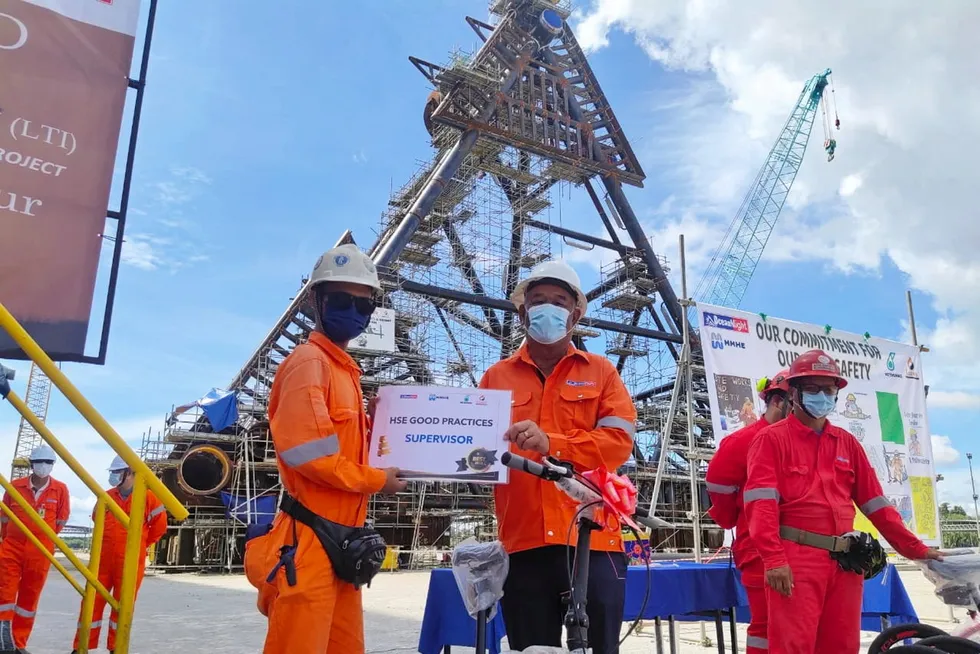 Under construction: structures for Kasawari phase one at KKB's yard in Malaysia