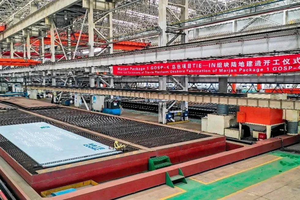 First steel cut: COOEC kicks off platform fabrication for Saudi Aramco’s Marjan incremental project.