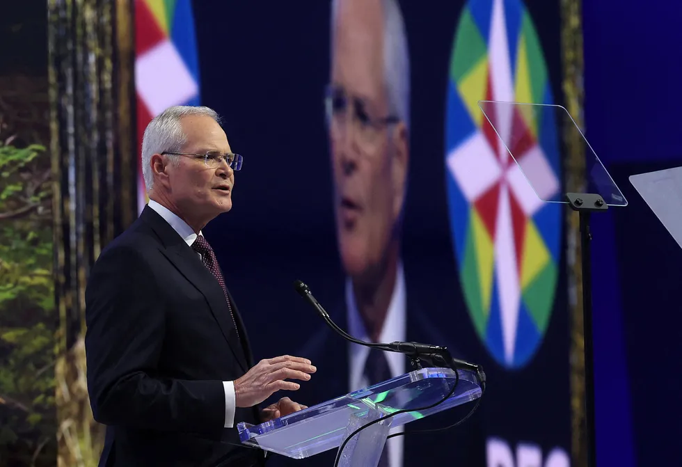 Solid footing: ExxonMobil chief executive Darren Woods.