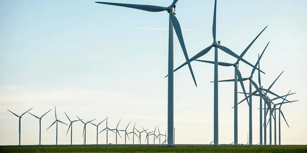 . South Plaines wind farm in Texas, USA, with Vestas turbines.
