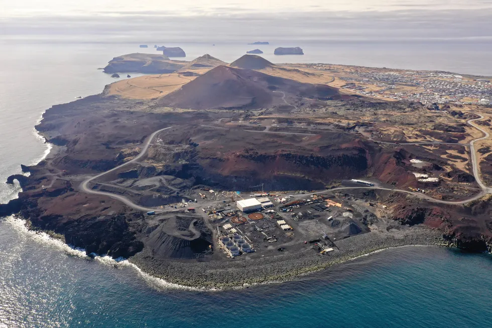 Icelandic land-based salmon farmer Laxey's grow-out site in Vestmannaeyjar.