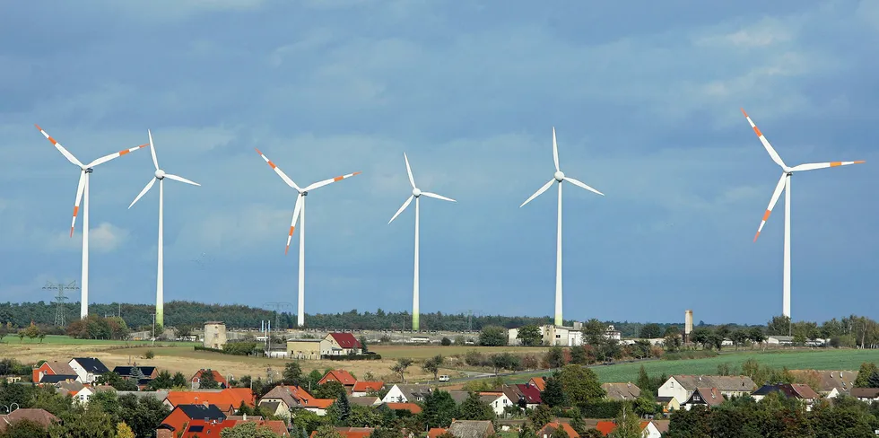 Wind farm close to the German village of Alleringersleben