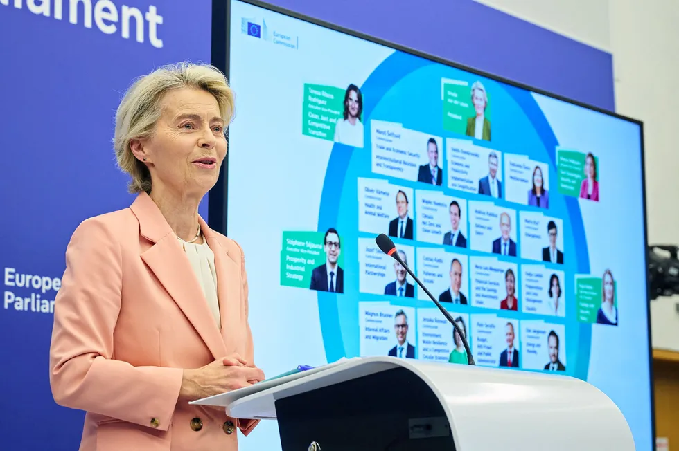 European Commission President Ursular von der Leyen presents her new 'college' of EU commissioners.