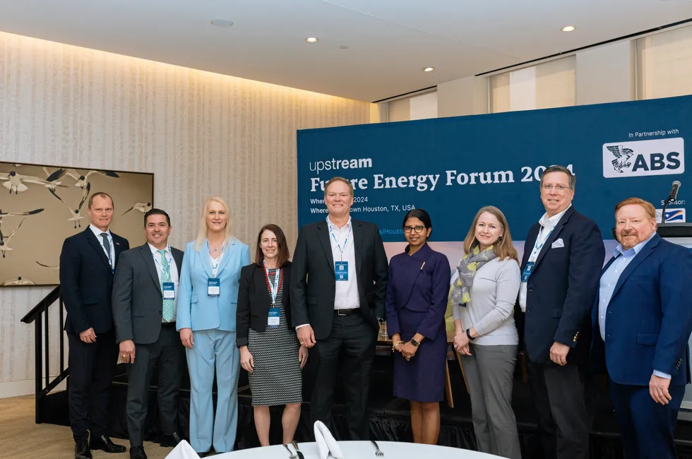 Upstream Future Energy Forum live event in March, in collaboration with ABS at the Houston Club. Left to right: Stein Rasmussen, group HSSQR & operational excellence director, SBM Offshore; Miguel Hernandez, senior vice president of global offshore, ABS; Upstream editor-in-chief Leia Parker; Trina Engels director, ESG , Talos Energy; Jeff Knox, general manager, Modec International; Sunaina Ocalan, senior director – corporate strategy and climate change, Hess Corporation; Megan Carr, chief of the Strategic Resources Program, US Bureau of Ocean Energy Management; Matthew Tremblay, vice president, global offshore markets, ABS; Travis Ethredge, director, environment & sustainability, Apache Corporation.