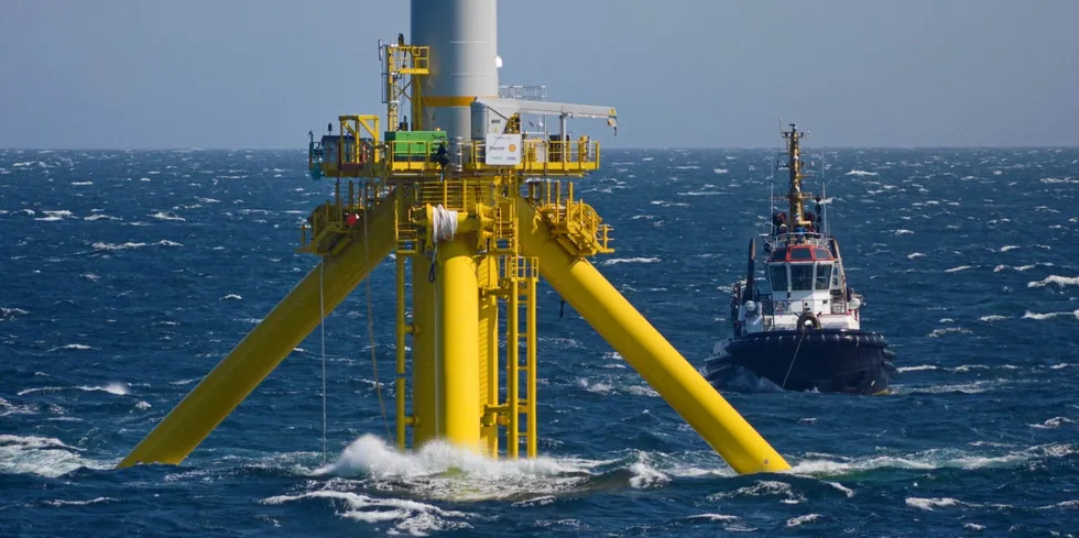 The Stiesdal TetraSpar demonstrator installed off Norway.