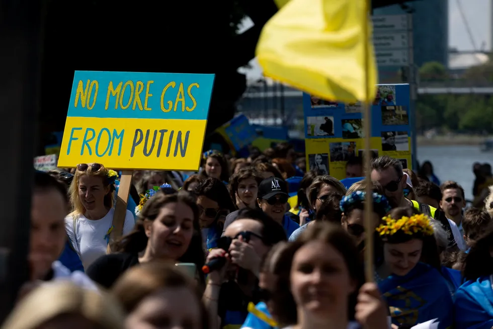 Cold war: a pro-Ukrainian protest in Frankfurt