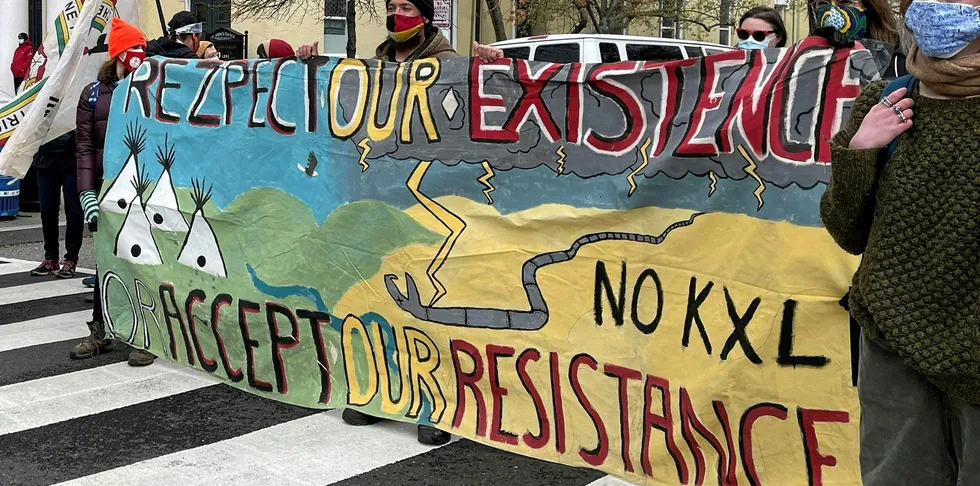 Activists protest against Keystone XL.