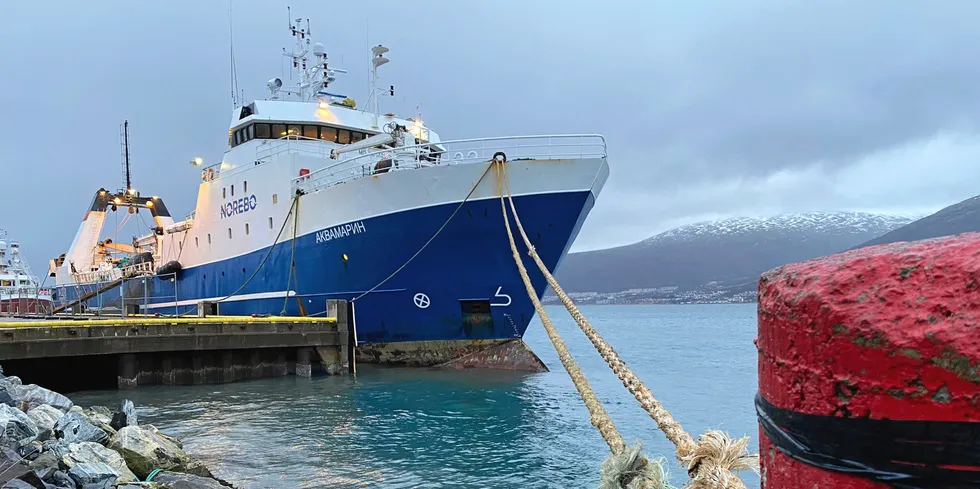 A Russian trawler docked in Tromso, Norway.