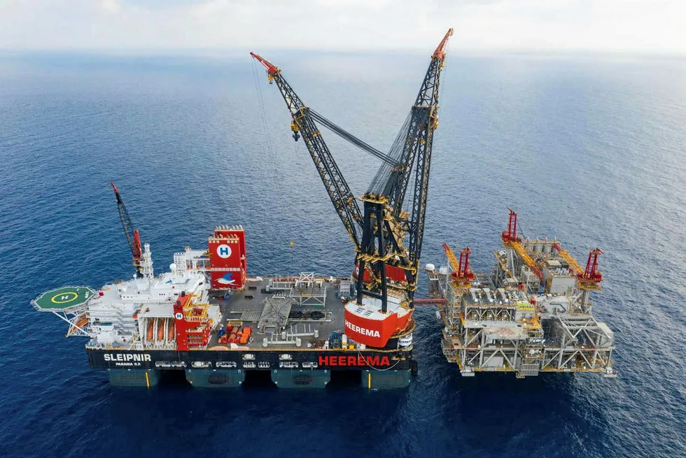 . Sept19 Heerema's vessel Sleipnir at the Leviathan project, Israel.
