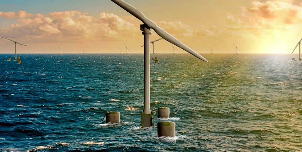 A rendering of the Seawind floating wind design.