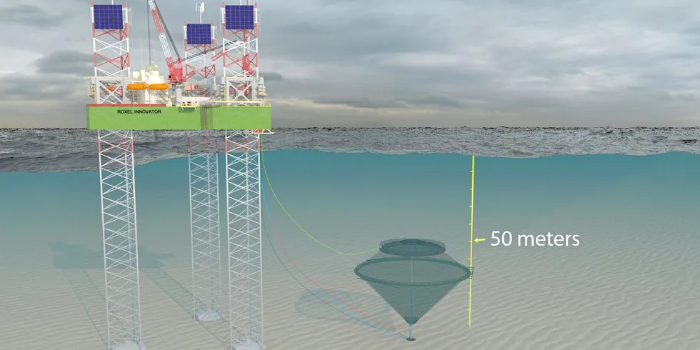 The cages for Roxel Aqua must be able to be lowered into the sea when there is a storm and waves.