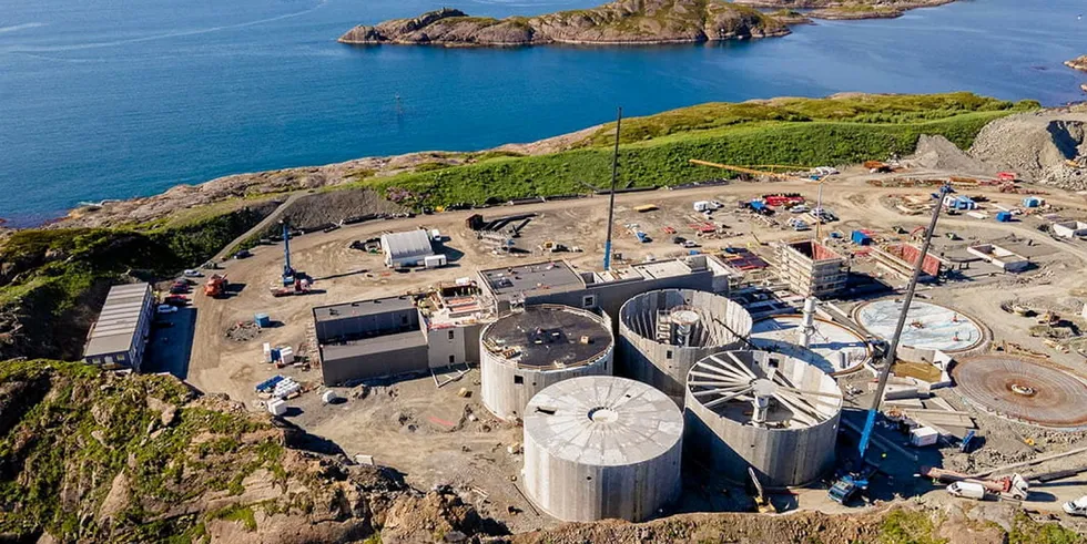 Salmon Evolution's land-based flow through farming facility in Indre Harøy, Norway.