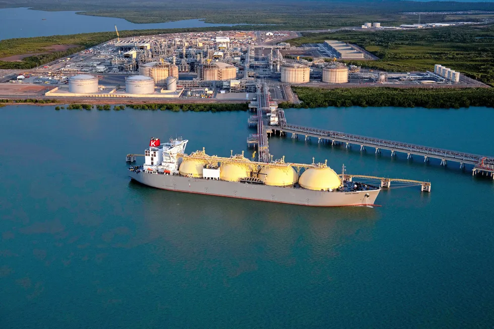 The LNG carrier Pacific Breeze at the Ichthys LNG project in Darwin, Australia.