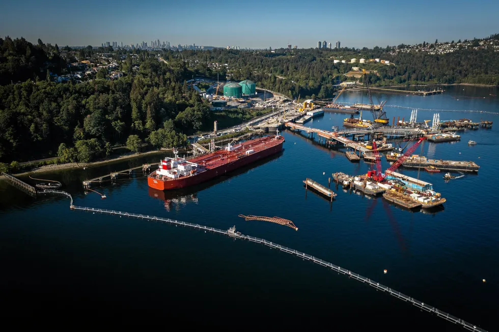 The Trans Mountain Pipeline terminates near Vancouver, British Columbia.