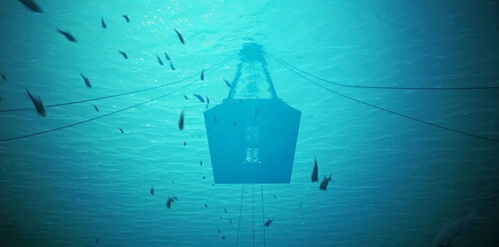 CGI of underwater view of Saitec Sath floating wind concept