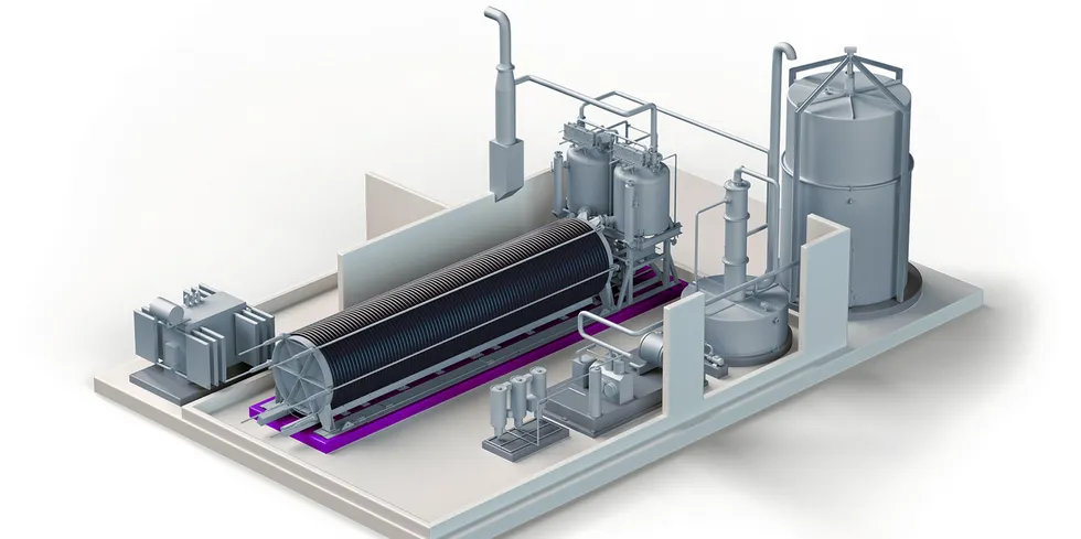 Rendering of an alkaline electrolyser set-up by Norwegian manufacturer Nel Hydrogen.