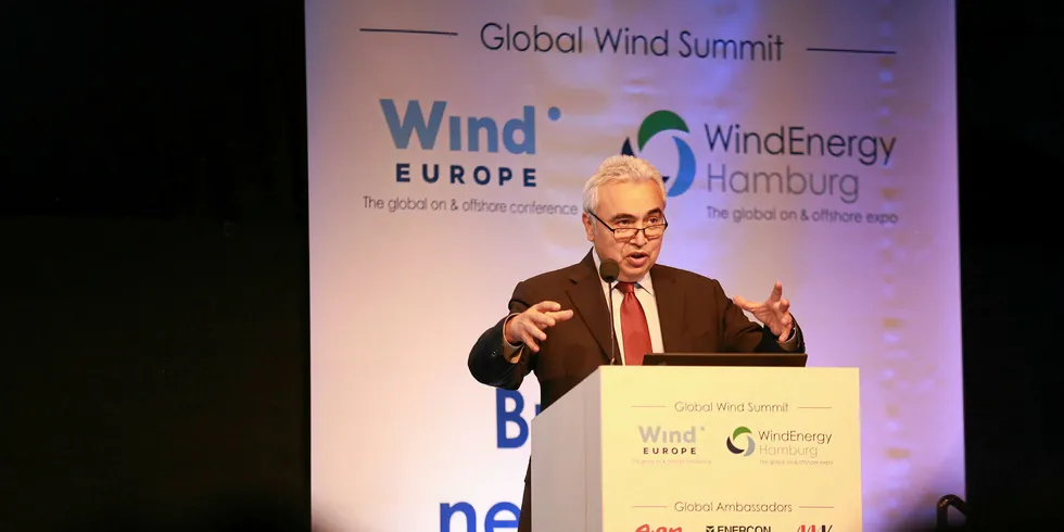 Fatih Birol speaking at the Global Wind Summit.