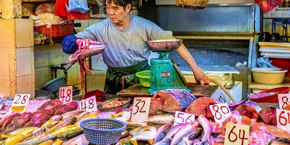 Fish market in China.