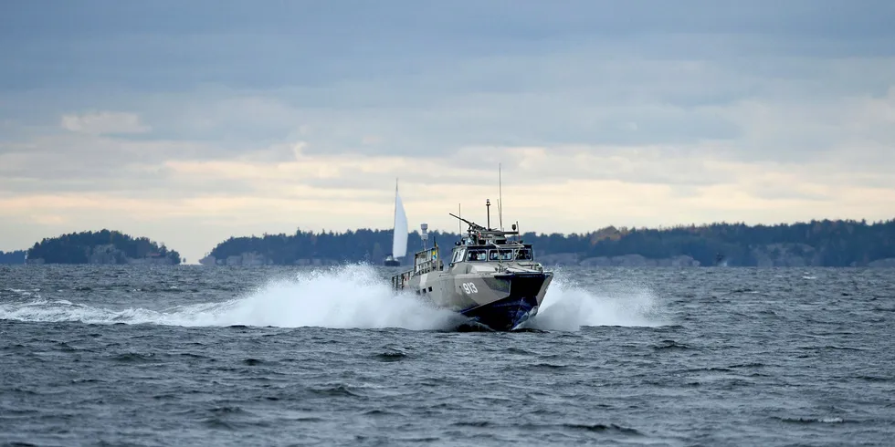 Swedish Navy craft patrol chasing a potential Russian submarine