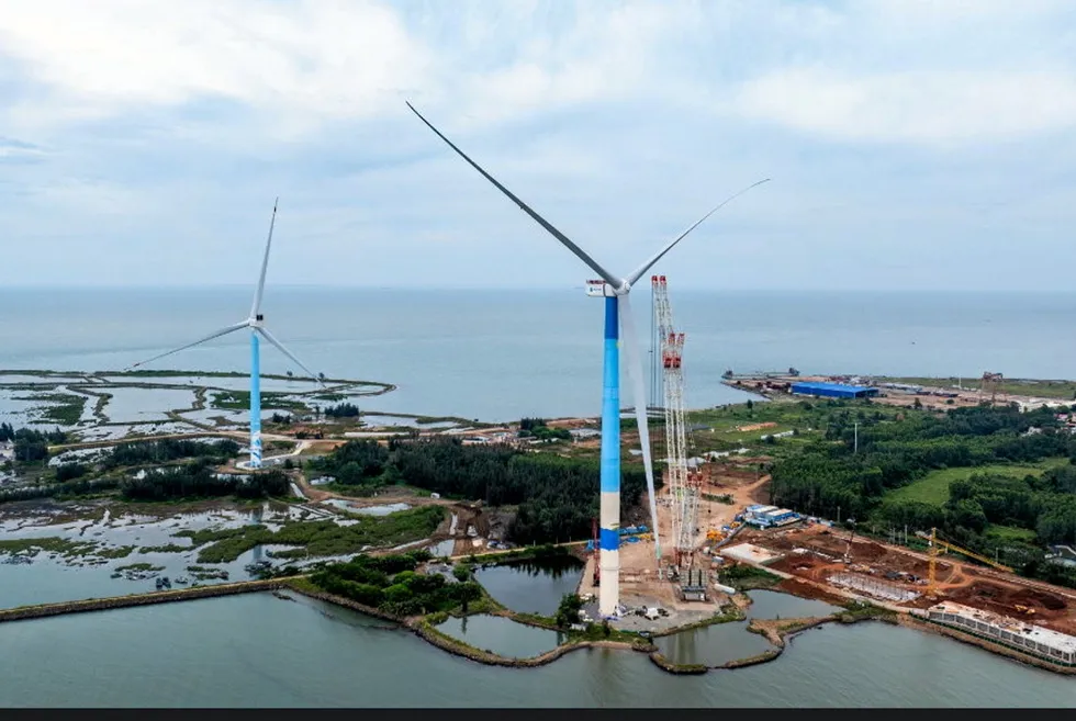 Mingyang's MySE18.X-20MW offshore wind turbine prototype.