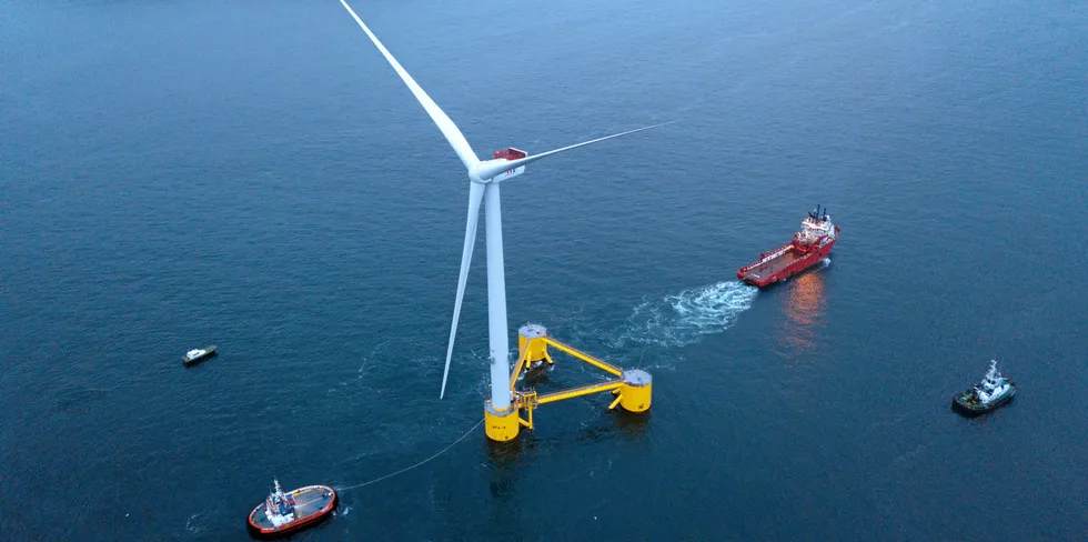 Towout of the now operational WindFloat Atlantic flagship off Portugal