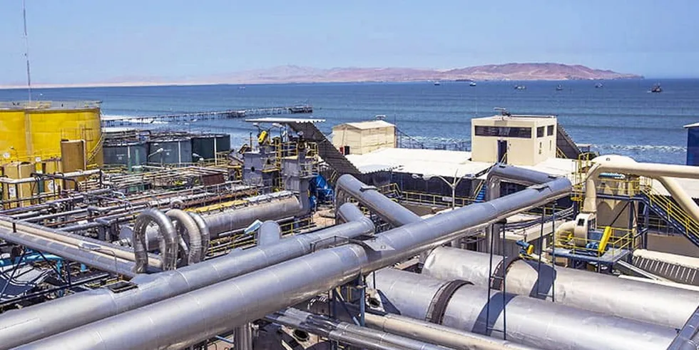 Pesquera Diamante's fishmeal and oil processing facility in Pisco, Peru. Peruvian producers expected a higher anchovy quota for this season, but the market is showing some positive signs.
