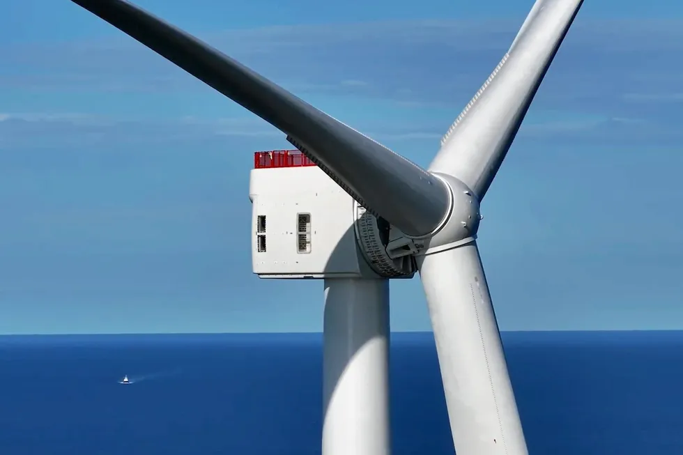 A GE Vernova Haliade-X turbine. 22 wind turbines were installed by the time of the blade break incident last year.