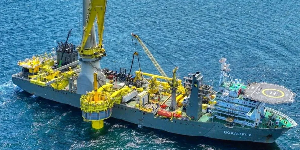 . Boskalis Bokalift 2 wind turbine installation vessel.