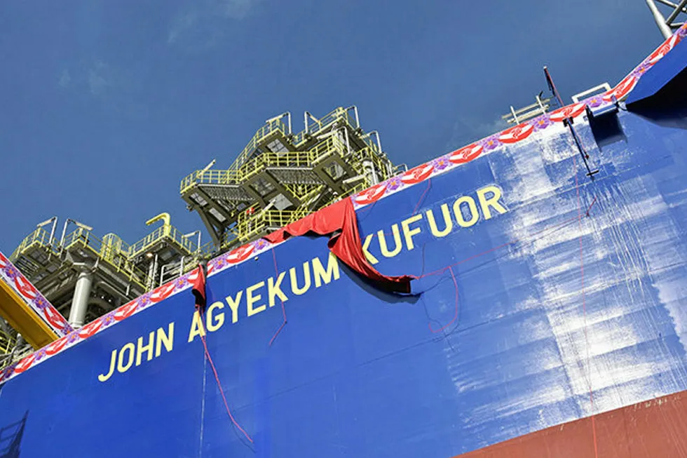 Asset: the John Agyekum Kufuor FPSO before sailing to Sankofa-Gye Nyame field off Ghana