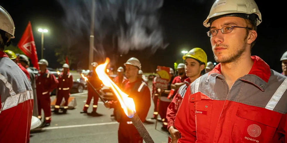 Protest of IG Metall union workers earlier this year