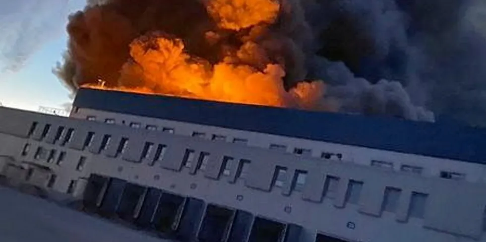 The attack is the second made on Universal Fish Company facilities. Pictured here is its warehouse near Kyiv back in March.