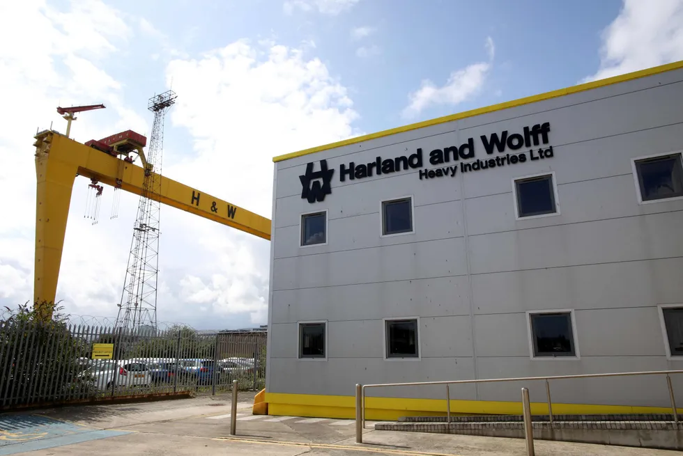 Harland & Wolff shipyard in Belfast, UK.