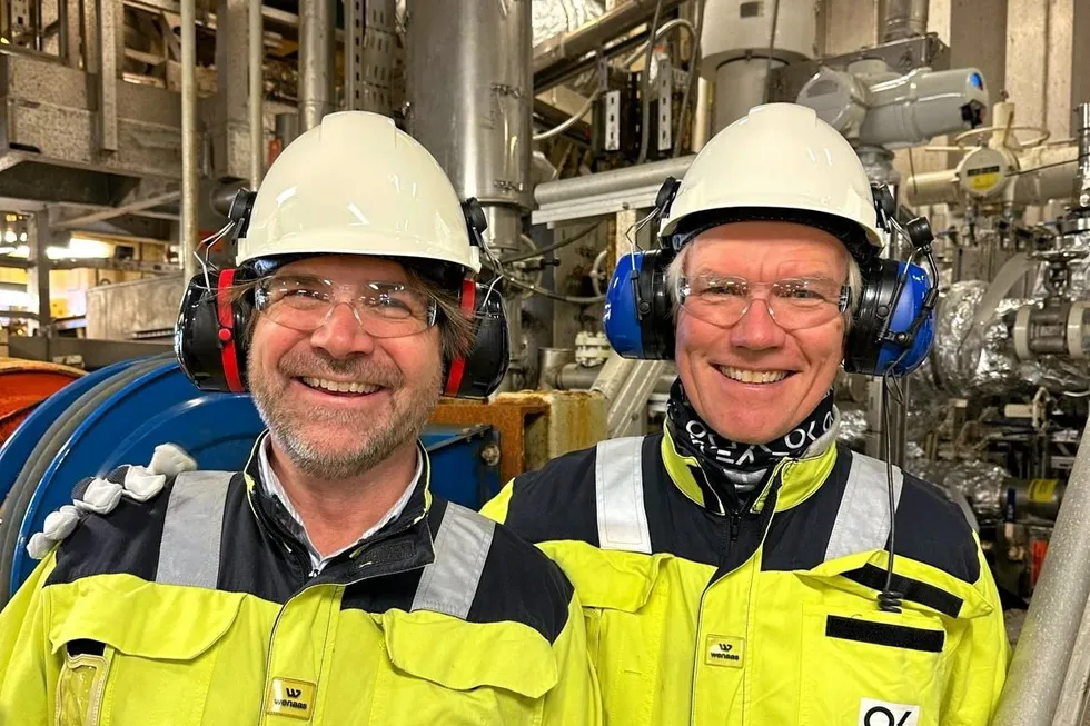 Lime Petroleum chief executive, Lars Hubert, (left). Lime's subsidiary Akrake is the operator of the Seme project.
