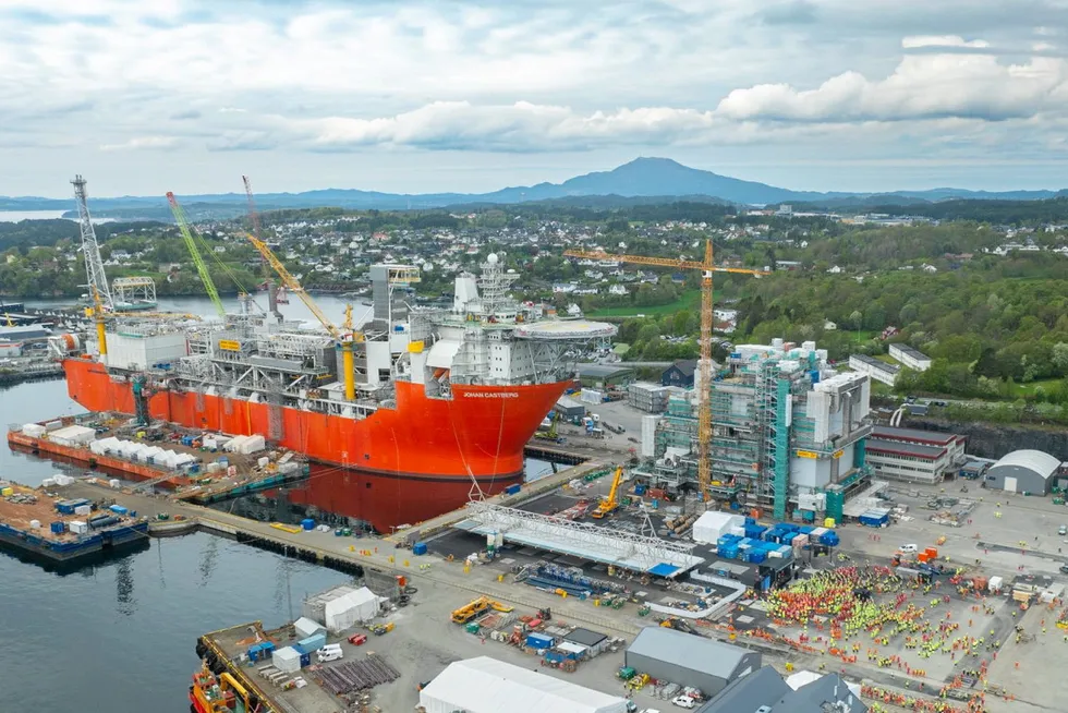 The Johan Castberg FPSO at Aker Solutions' Stord yard.