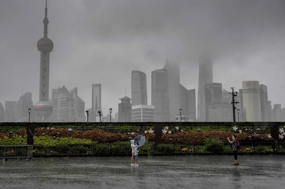 Typhoon In-Fa lashed Shanghai on July 25, 2021.