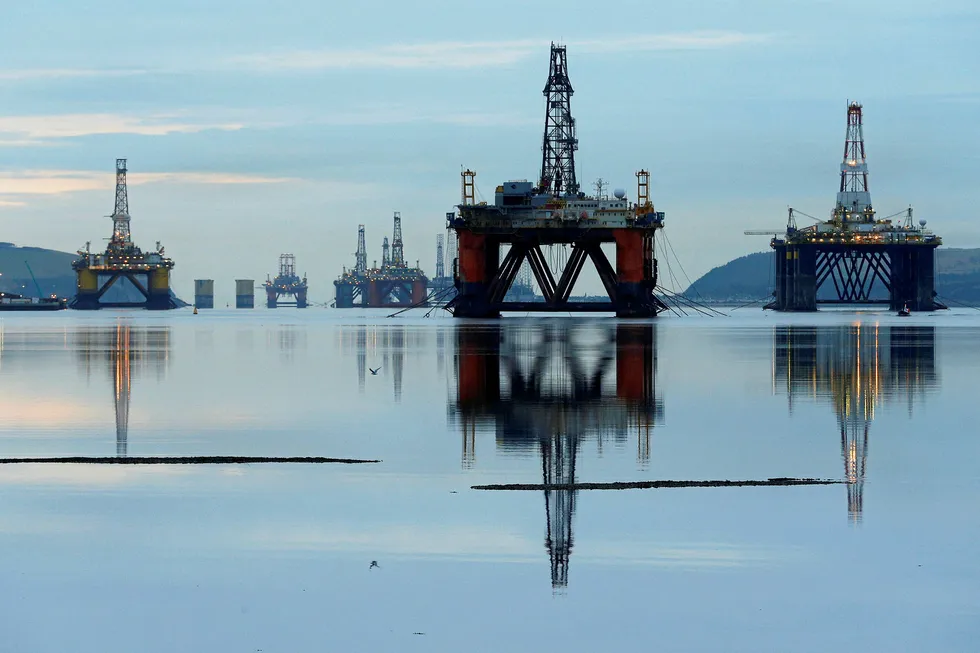 PROSPECTS: Drilling rigs parked in the Cromarty Firth near Invergordon, Scotland.