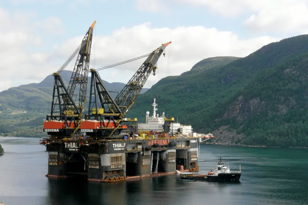 Delay: Heerema Marine Contractors' Thialf heavy lift vessel is working off eastern Canada