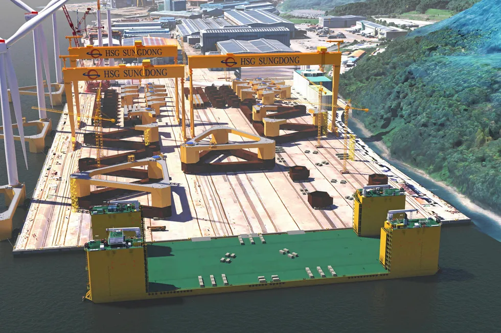 South Korea could start to resemble this blueprint of industrialised floating wind fabrication there generated by Principle Power