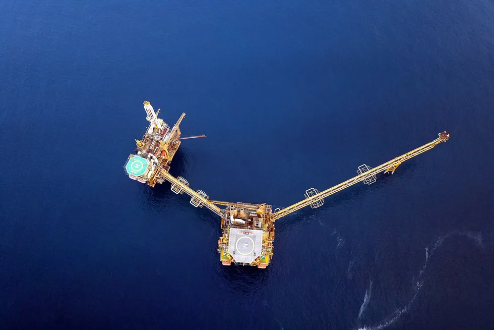 On stream: a key deep-water development facility operated by ONGC, offshore India's east coast.