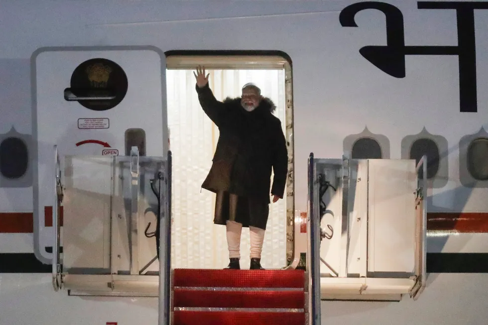 India’s Prime Minister, Narendra Modi, lands in the US on 12 February 2025.