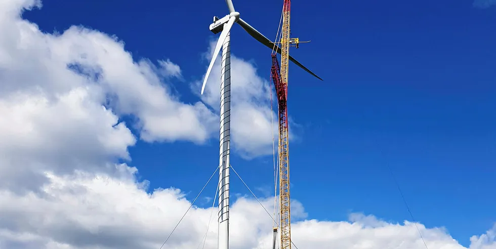 The Vestas cable-stayed tower.
