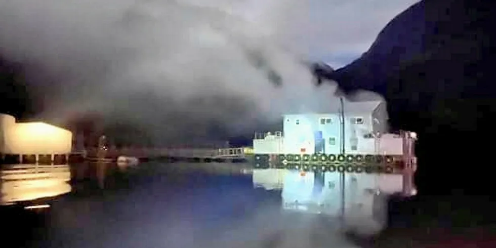 Fire on a Ventisqueros pontoon in Chile.