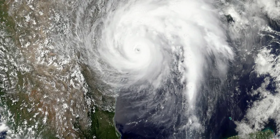 Tropical storm Harvey over the Gulf of Mexico.