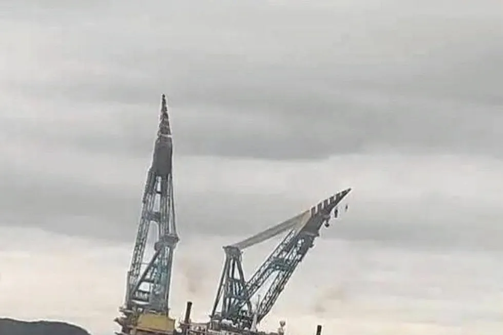 Listing: the Saipem 7000 after load test incident last week. The vessel has since regained stability