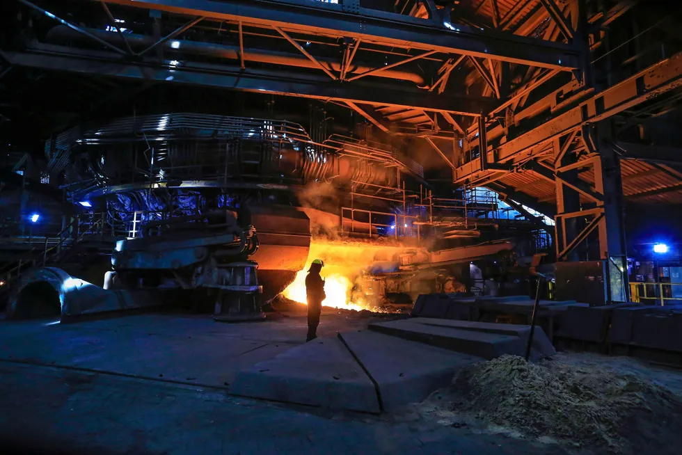 Pressure point: a steelworker at a plant in Scunthorpe in north-east England, where high gas prices are forcing some steel plants to curtail production at peak usage times.