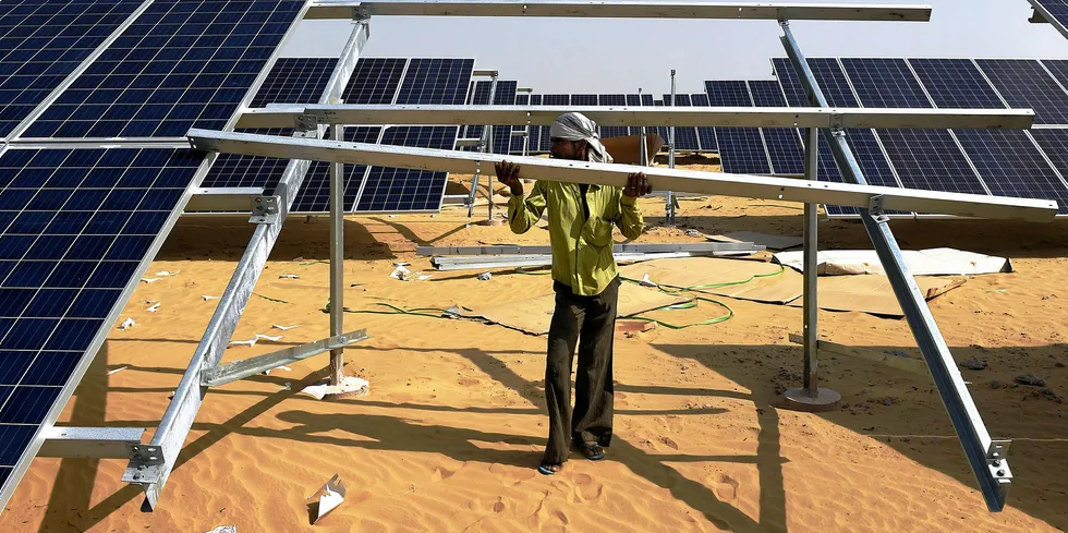Construction of PV array in Rajasthan
