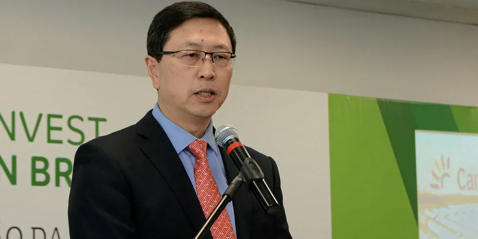 Canadian Solar CEO, Shawn Qu at the inauguration of the Brazilian factory.