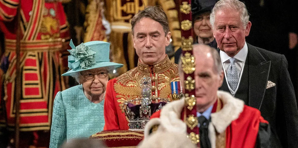 Queen Elizabeth II and Prince Charles, Prince of Wales proceed through the Royal Gallery on their way to the Lord's Chamber to attend the State Opening of Parliament on December 19, 2019 in London, England. In the second Queen's speech in two months, Queen Elizabeth II unveiled the majority Conservative government's legislative programme.