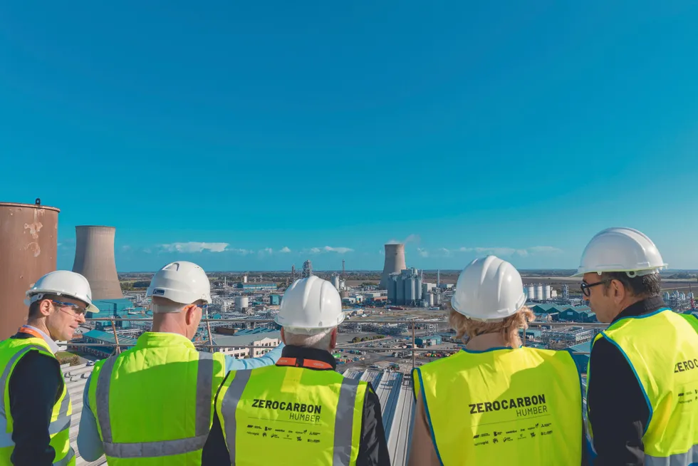 Look-out: Equinor management, including chief executive Anders Opedal and executive vice president Irene Rummelhoff, at the Saltend Chemicals Park