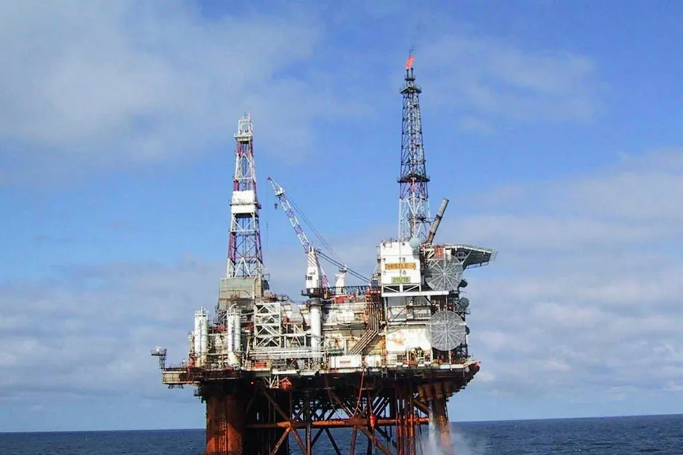 Evacuated: all 115 men were flown off the Thistle platform on Monday
